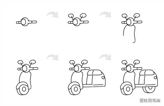 踏板摩托车简笔画