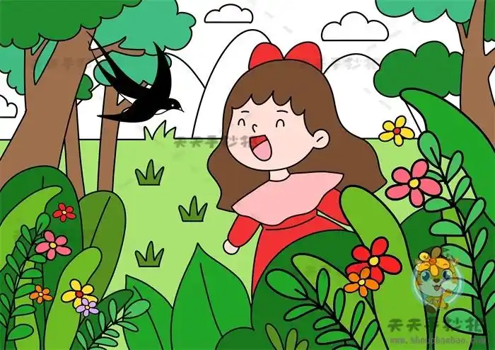 春天到了图画简单,简单图画_大山谷图库