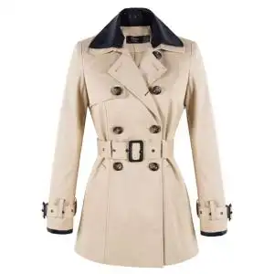 太平鸟collection系列可脱卸皮领风衣