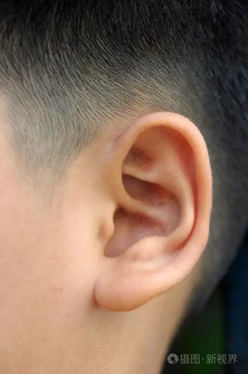 那男孩耳朵的特写