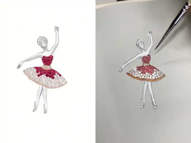 手绘教程5步画梵克雅宝胸针