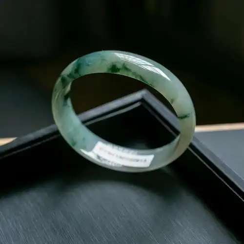 手镯圈口535mm锦玉天然翡翠飘花女士正品lk15694a手镯