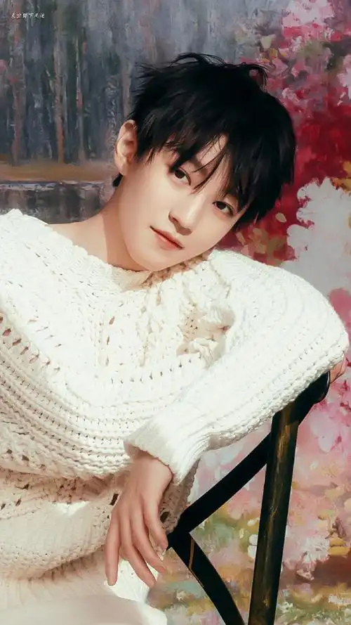 王俊凯白色镂空毛衣造型