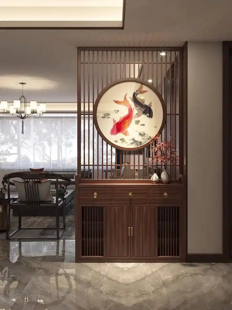 新中式进门入户鞋柜玄关柜实木屏风隔断客厅.