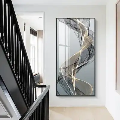 律动轻奢玄关走廊抽象装饰画楼梯挂画现代简约玄幻现代装饰画
