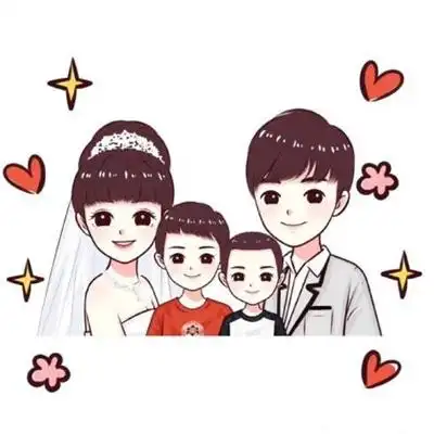 一家四口的卡通图片一儿一女头像可爱 温馨幸福的一家人图片大全_卡通