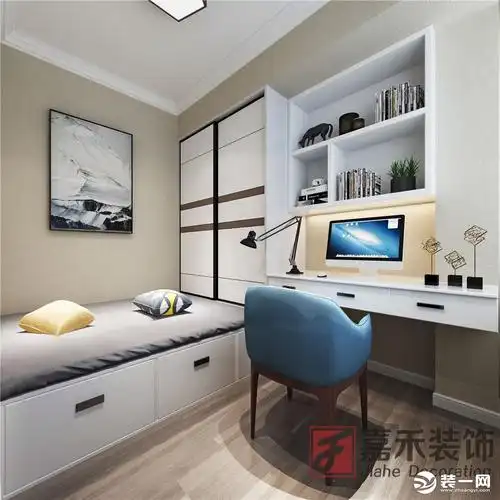 【嘉禾装饰】天玺二期90平三室现代风格装修效果图书房