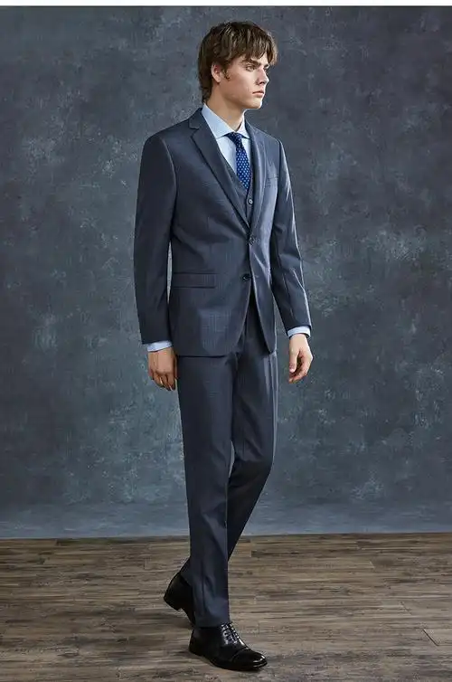 礼服商务正装半麻衬休闲西装外套 蓝灰色【上衣 裤子 马甲】mxf025 44