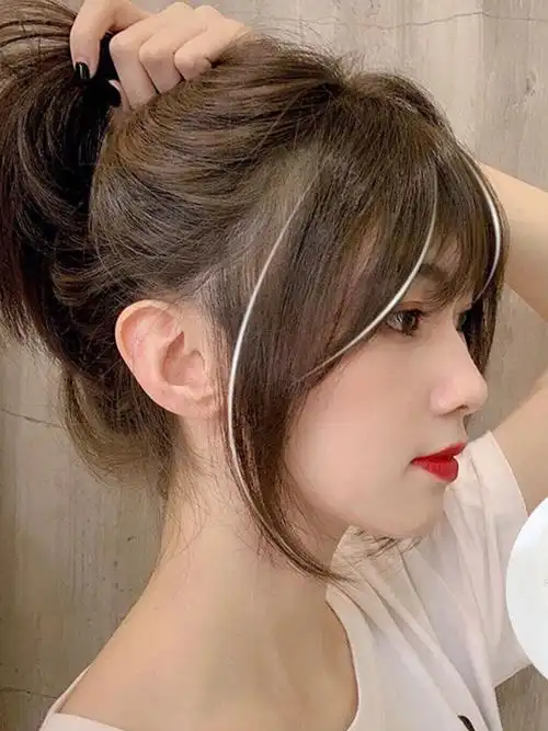 学生女孩直发遮白发发箍式发卡迷你鬓角二次元刘海片