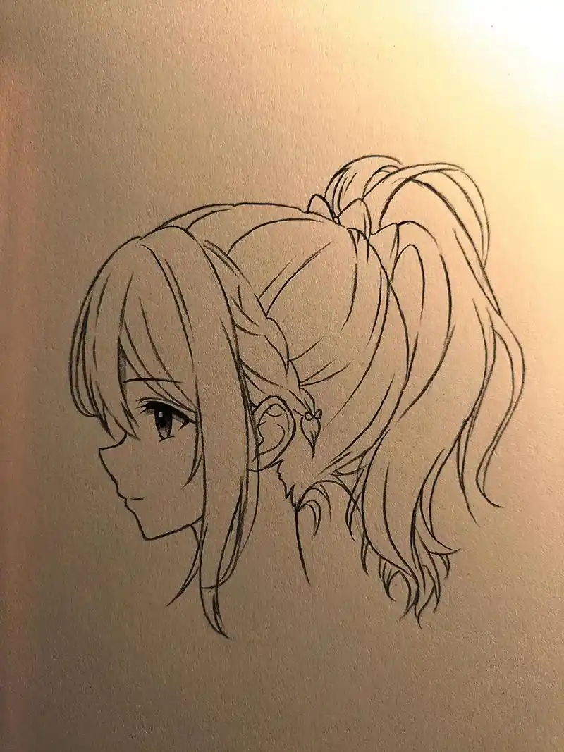 过程图教你侧脸高马尾女生.#临摹 #绘画过程分享 #教你画侧 - 抖音