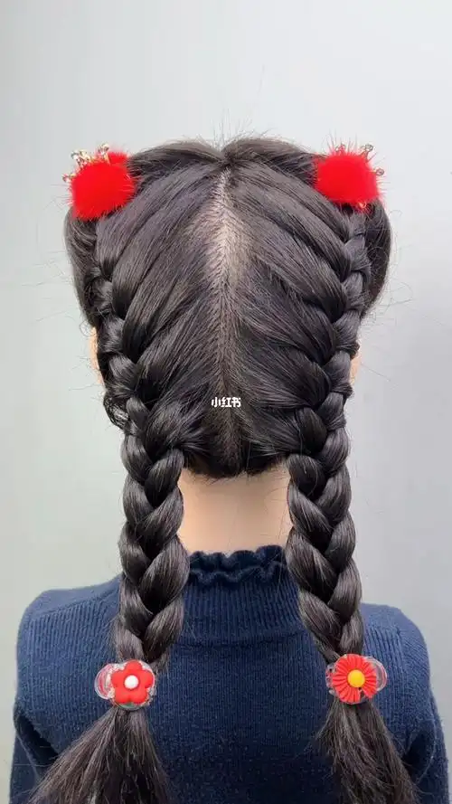 上学发型 #今日发型  #编发教程  #发型不重样  #双麻花辫  #儿童