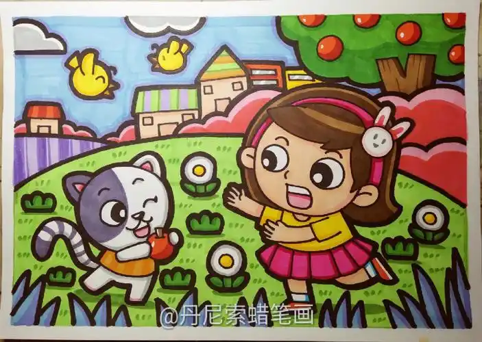 可爱简笔画  #儿童简笔画  #画个简笔画  #蜡笔画  #丹尼索儿童画