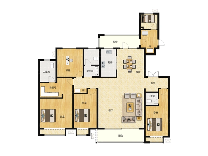 兴港和昌盛世城邦5室2厅3卫户型图