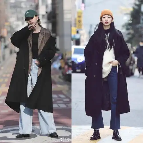 韩国街头女生们的四季黑色系穿搭look