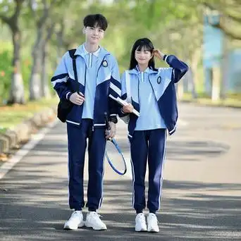 初中班服学院风三件套秋季拼蓝外套小学高中生运动会校服短袖套装