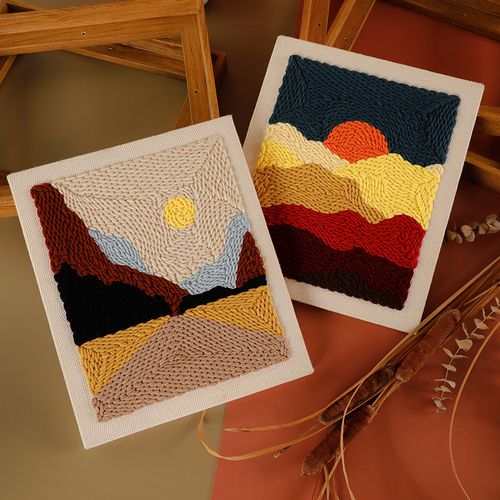 俄罗斯毛线戳戳绣墩绣搓搓绣手工diy毛线画 风景画装饰画手工礼物