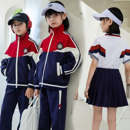 小学生校服经典定制大班两件套短t宝宝春装活动中国风中小学生