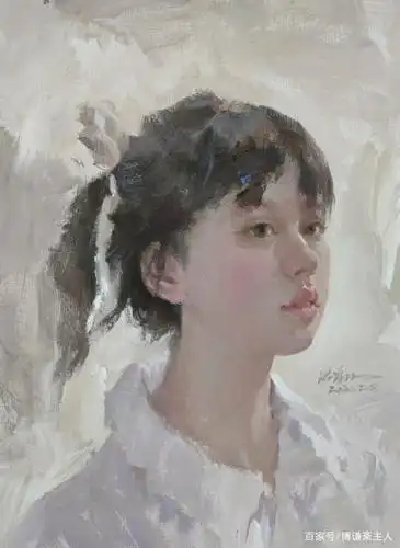 人面桃花相映红:水粉画笔下的年轻女性肖像作品