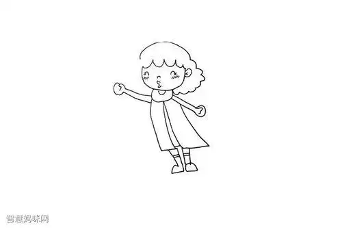 玩风车的小女孩简笔画画教程