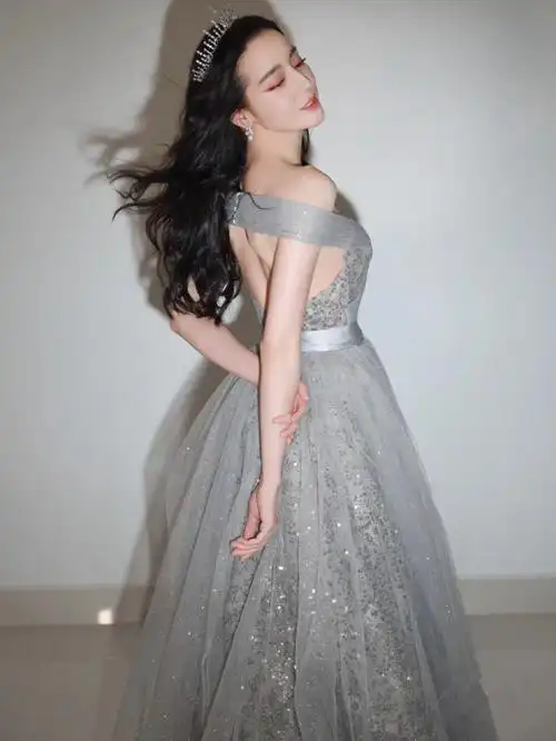 迪丽热巴同款晚礼服新娘敬酒服宴会气质名媛礼服连衣裙