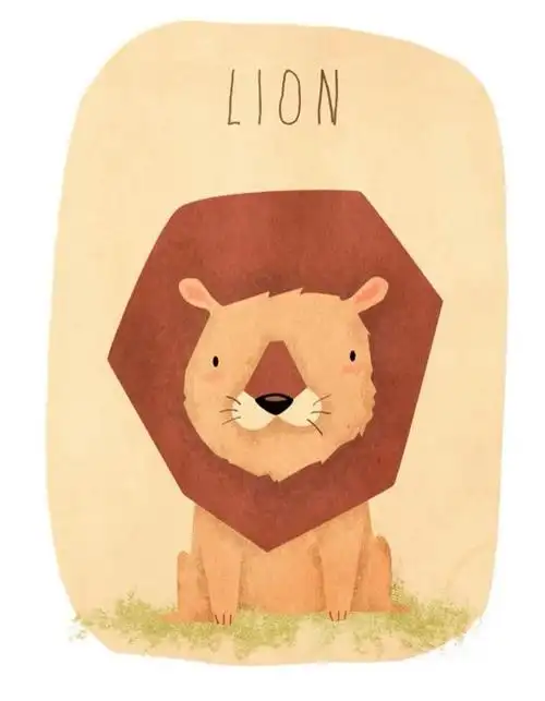 lion 狮子 可爱 插画 壁纸