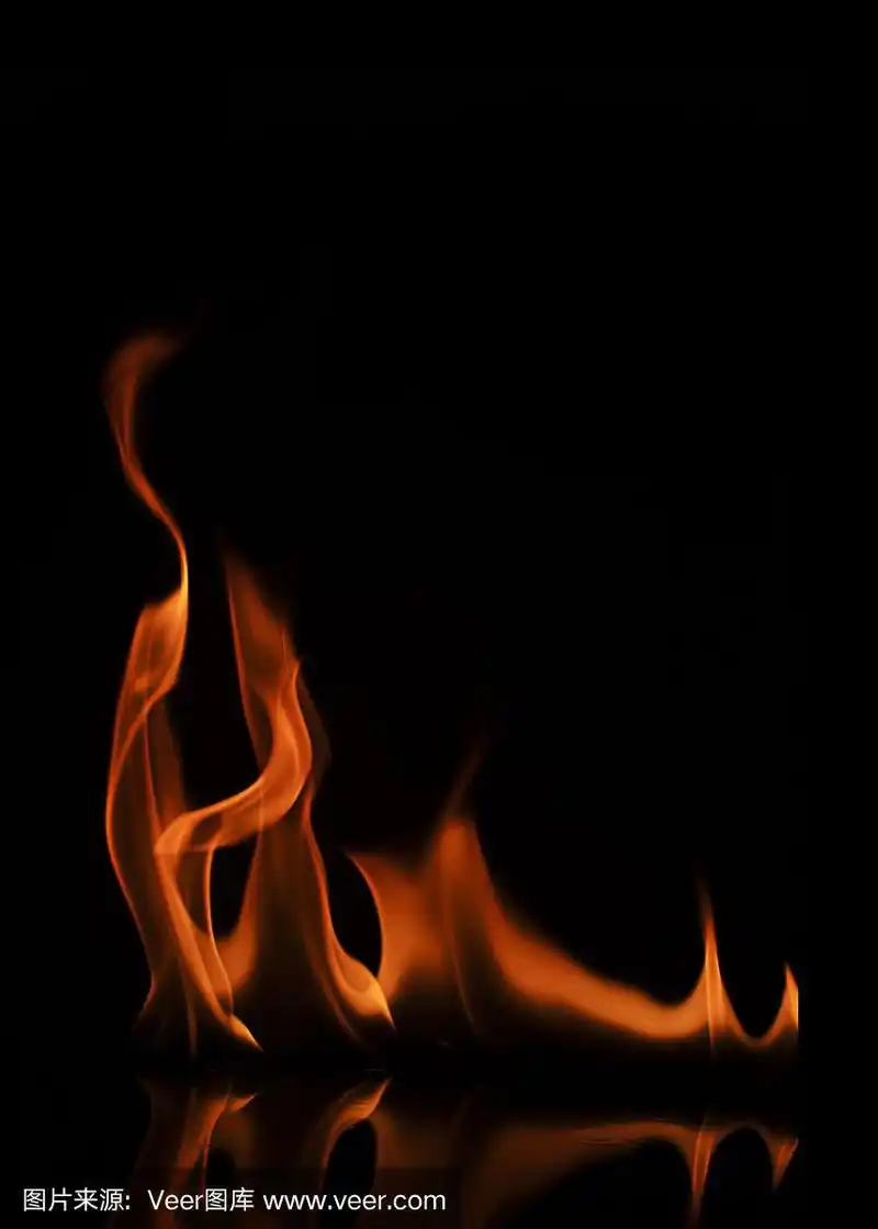 火焰纹理与近距离的黑色背景