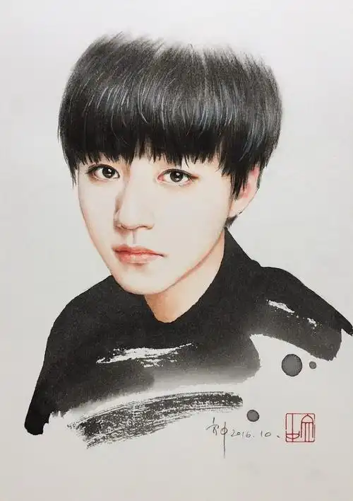 明星画像第117期王俊凯tfboys王俊凯王俊凯原稿尺寸3021cm水彩彩铅