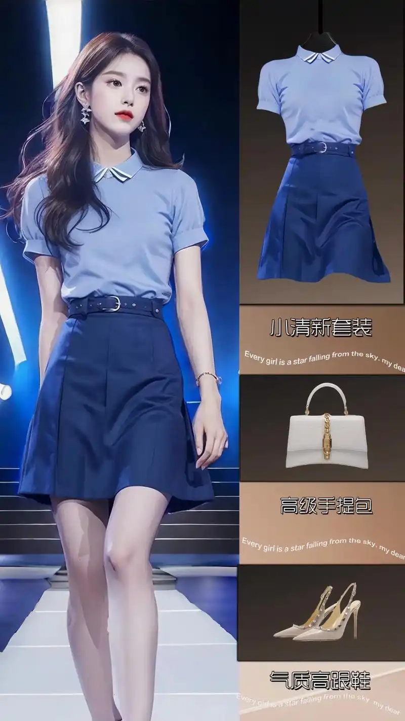 夏日之约/这一套蓝色真的好减龄呀