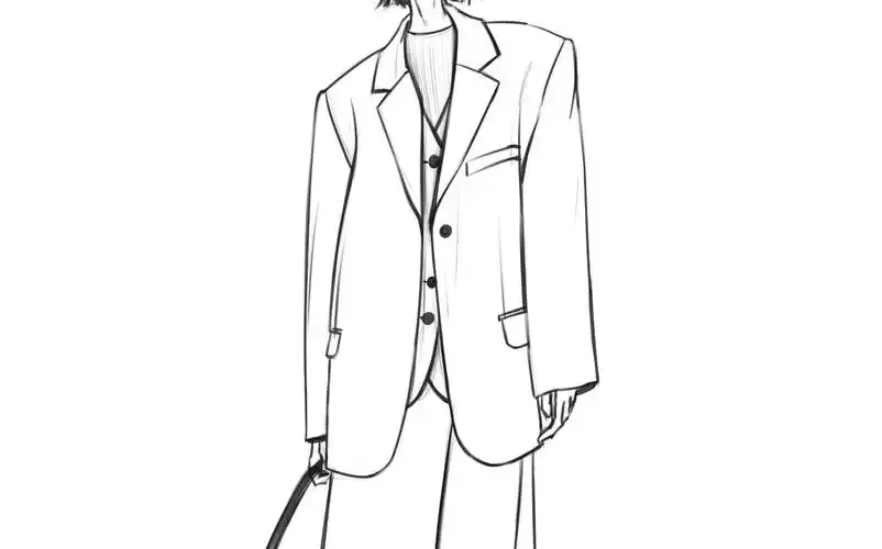 服装设计 时装画技法 着装绘制-西装