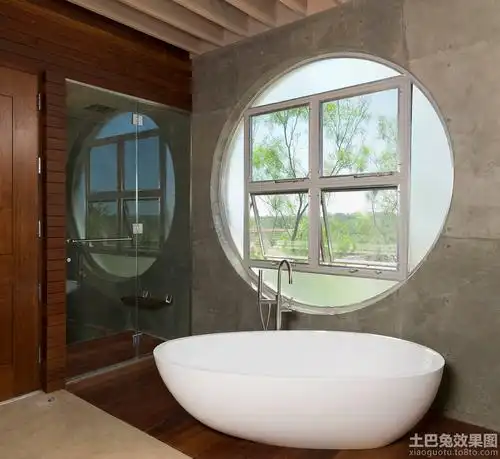 浴室圆形窗户图片_土巴兔装修效果图