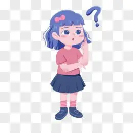 卡通女孩动脑筋思考免抠素材