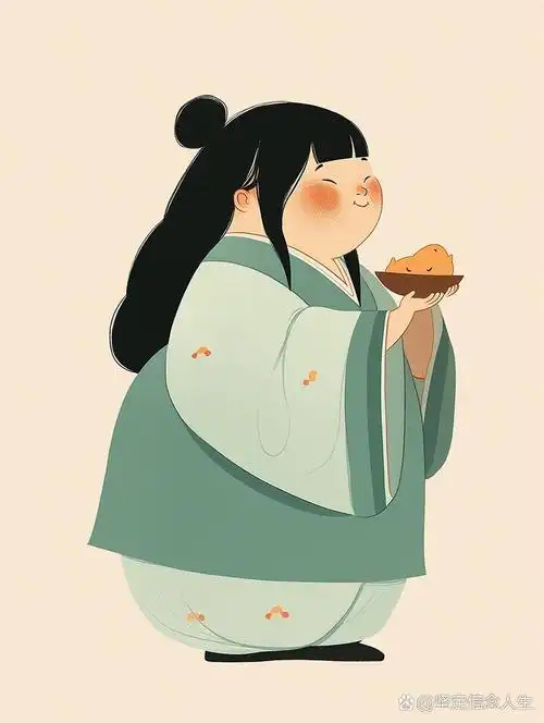 胖乎乎的唐朝仕女插画图丨q版古风女生头像