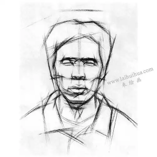 男中年头像结构素描画法