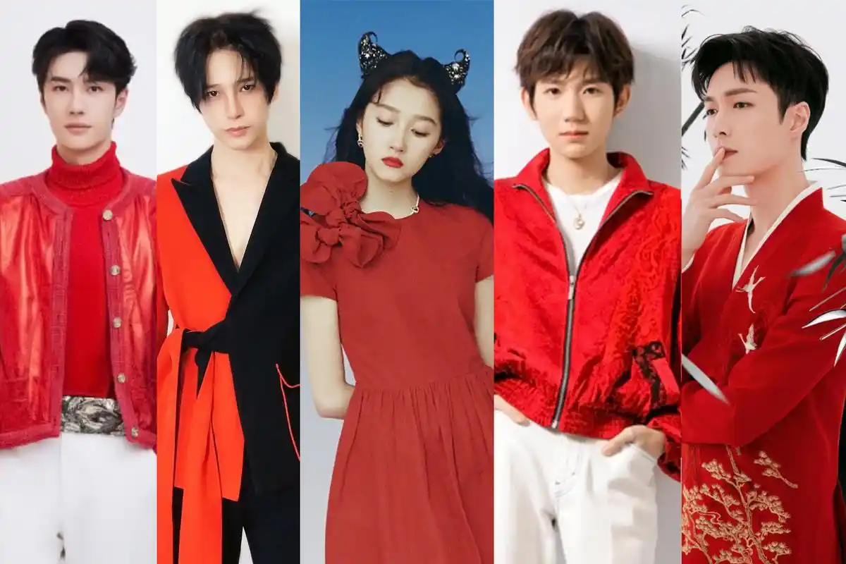 王一博陈奕天关晓彤王源张艺兴喜庆红色写真你喜欢谁的