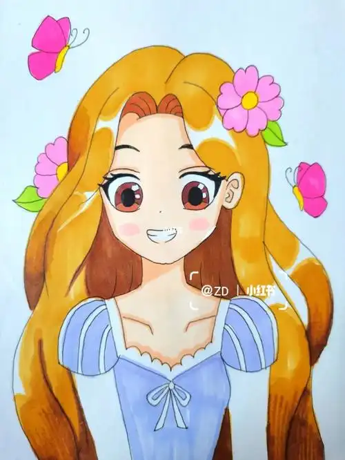 一教学#绘画  #美术  #少儿美术  #长发公主  #长发公主乐佩  #马克笔