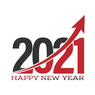 程式化的数字 2021 除以箭头表示新年和圣诞问候.平面样式