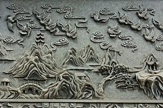 浮雕山水图片