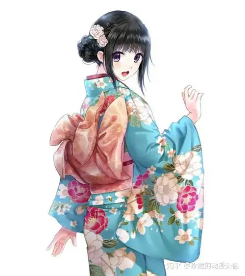 二次元和风美少女亭亭玉立婀娜多姿的和服小姐姐真好