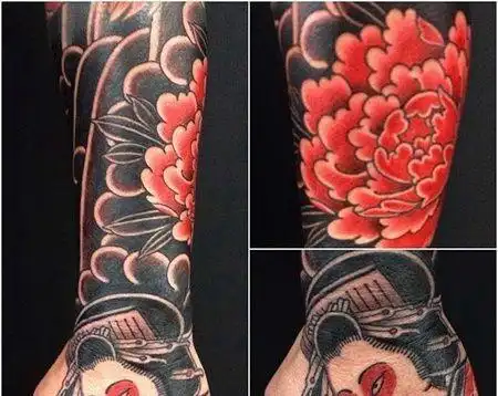 日式手背艺伎纹身图案