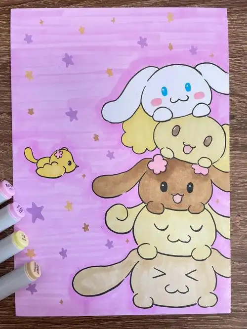 b237 e171是临摹的一张手机壁纸～#玉桂狗  #绘画过程  #马克笔手绘