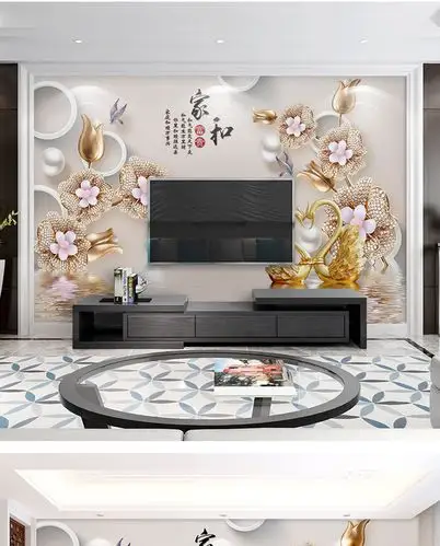 电视背景墙壁纸简约现代客厅中式3d墙纸影视墙5d立体凹凸壁画墙布