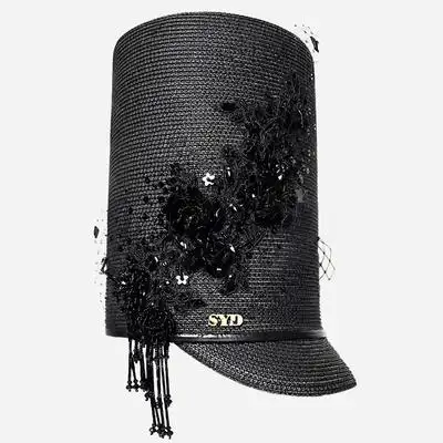 隋宜达suiyida 立体 花型装饰高筒帽