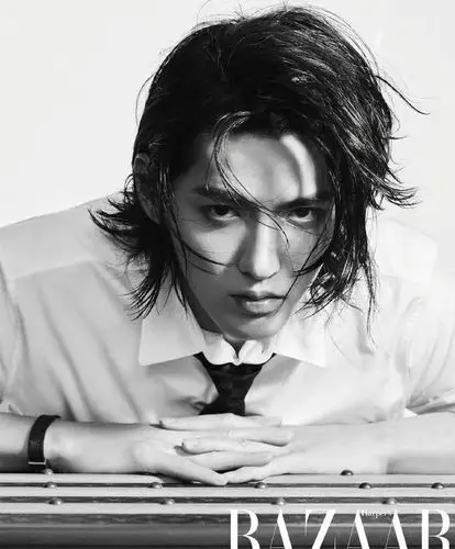 吴亦凡黑白湿发造型