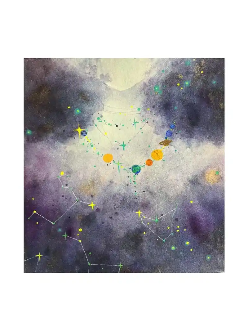 手绘78宇宙的终极浪漫.#插画 #治愈画风 #水彩 #星空 # - 抖音