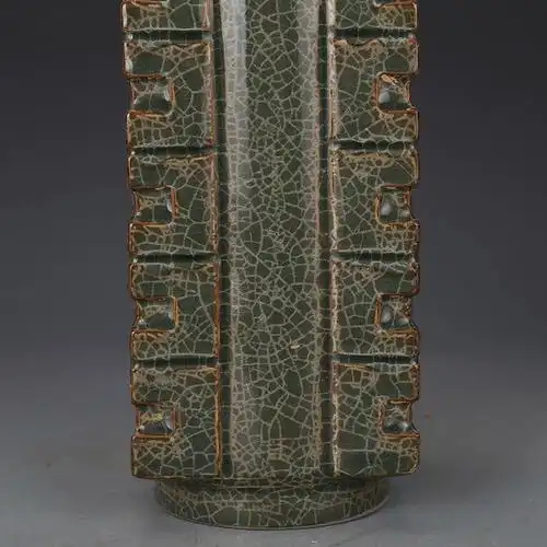 宋溪口溪口官窑琮式瓶仿古瓷器古董古玩老货收藏花瓶