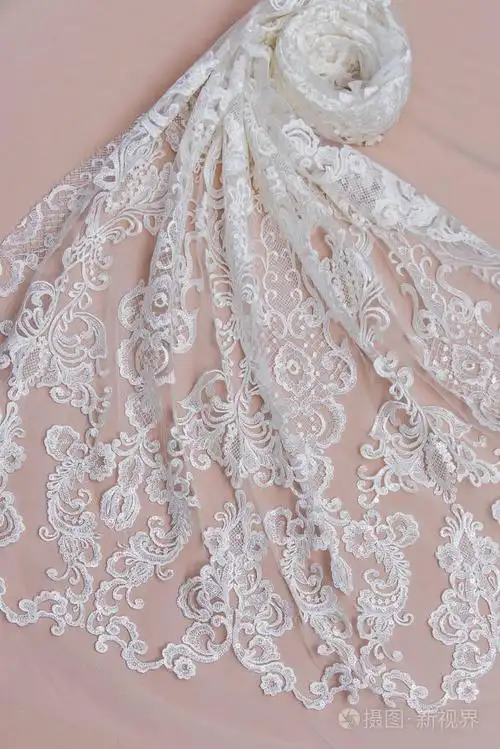 纹理蕾丝面料.白底花边工作室.纱或线制成的薄织物.