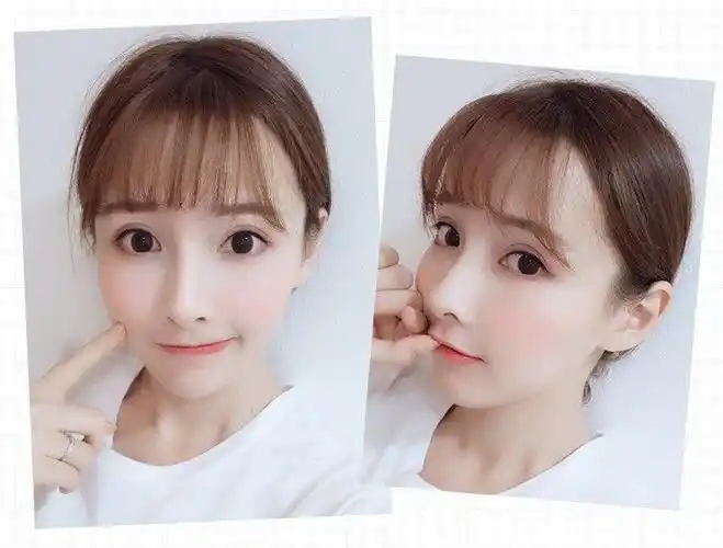 手织真发空气刘海假发片带鬓角真人发丝无痕迷你很薄空气刘海片