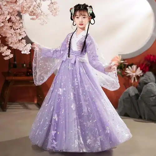 女童汉服秋冬童装儿童中国国风小女孩古装连衣裙唐装