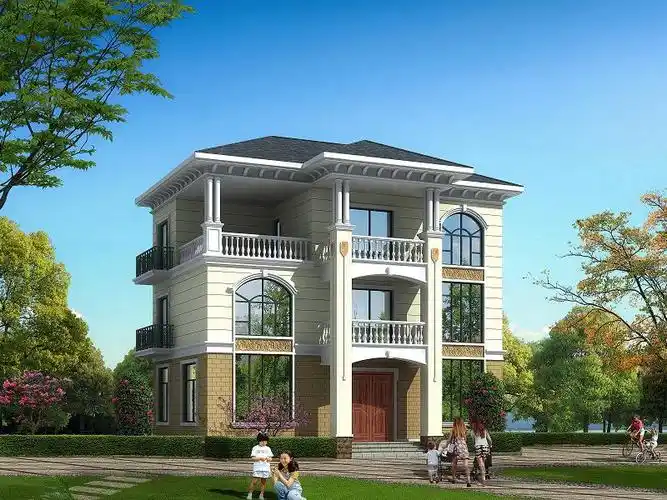 122x121米三层农村房屋设计图农村自建房别墅楼房设计图