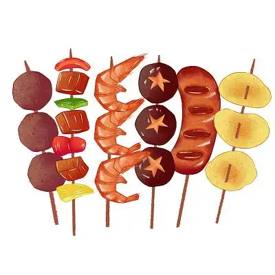 炸串卡通烤串组合png素材烧烤烤串元素